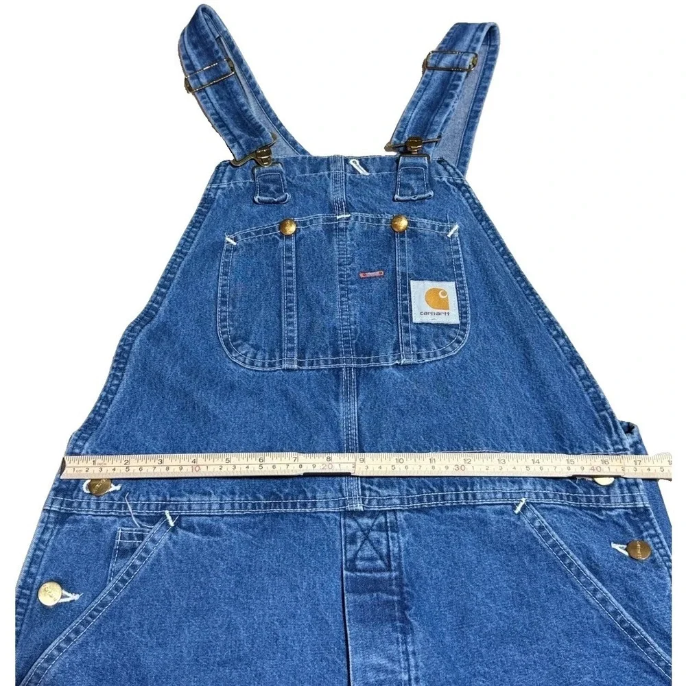 Carhartt Denim Overalls 34x32 R07DST Workwear Blue Cotton Made in USA vintage